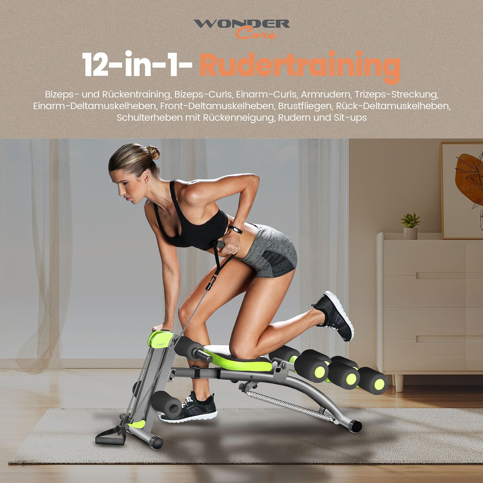 Wondercore II Unisex 6'sı 1 arada ev fitness cihazı, gri : Amazon